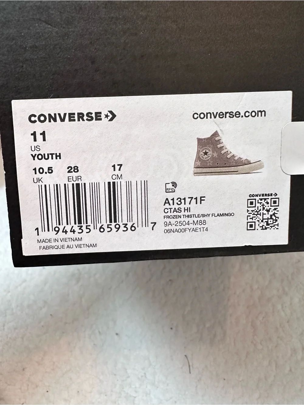 Girl’s Converse Purple High Top Sneakers with White Stars